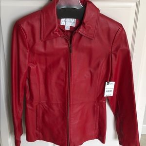 Red Leather Fitted Jacket